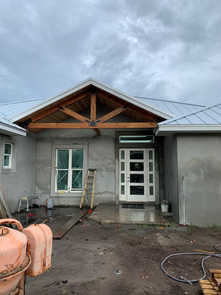 New stucco installation on house
